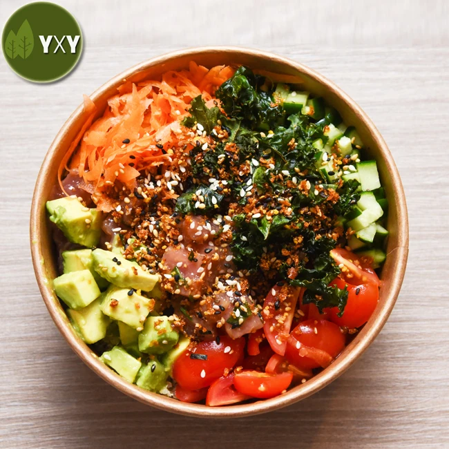 
Disposable Takeaway Kraft Paper Salad Box Container Bowl With Lid 