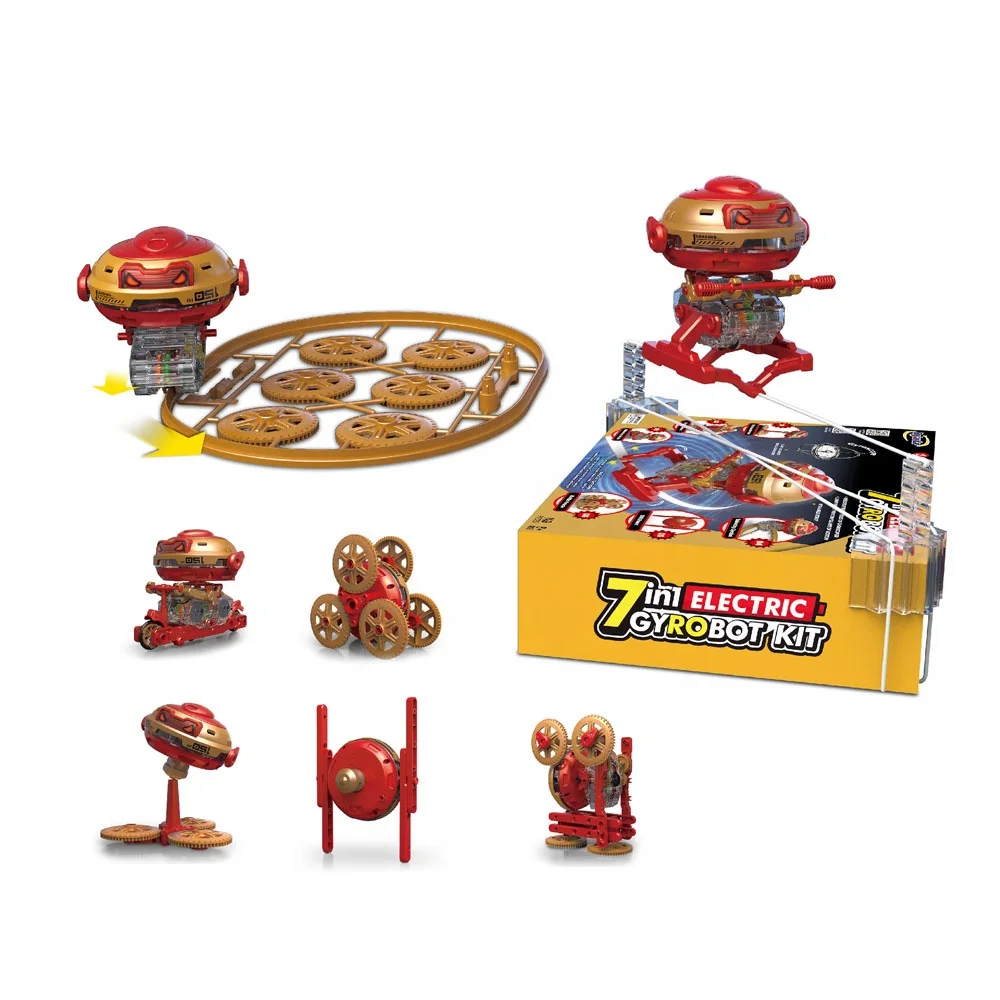 7 in 1 electric gyro robot kit kids diy assemble gear gyroscope robot building blocks STEAM scientific experiment puzzle set