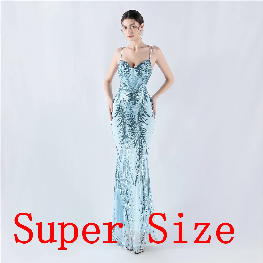 32038-S# evening Dress Fishbone shaped positioning flower beads high-end Formal Dress Fat Lady Dress Plus Size Dress Super Size
