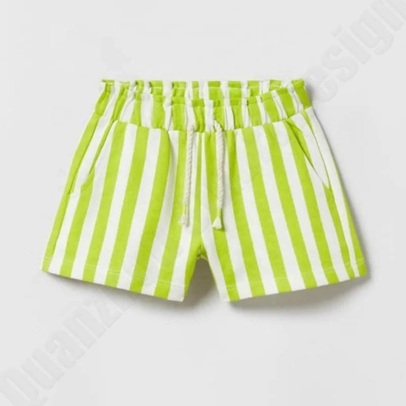 Custom Summer Latest Tan Checkered Terry Shorts French Terry Cotton Kids Short Pants Girls Shorts