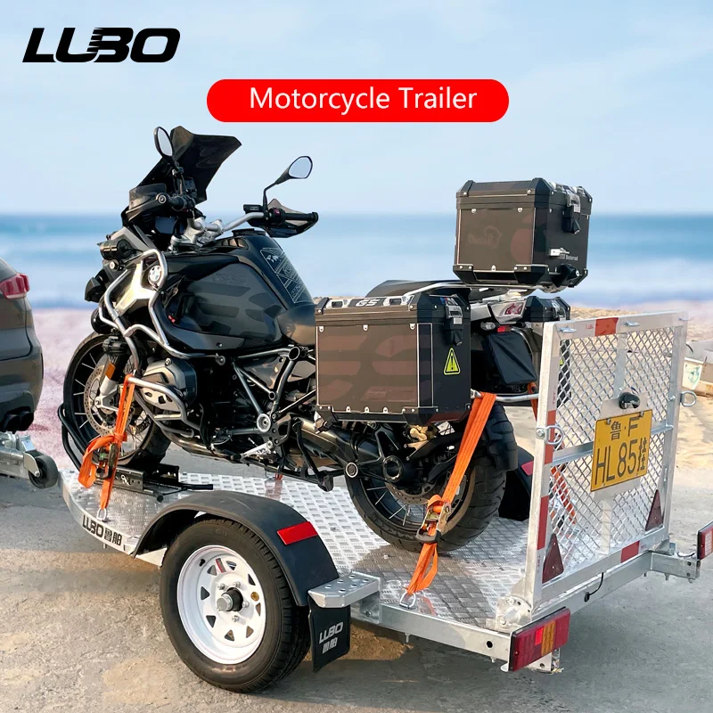 China LUBO pull behind motorcycle trailer rail foldable motorcycle trailer single