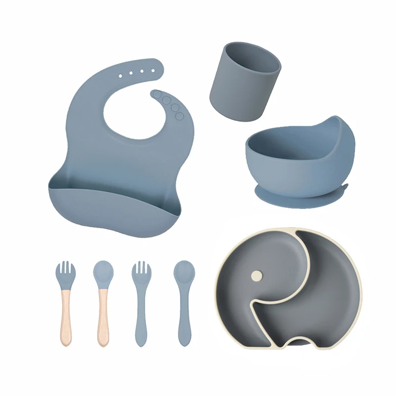 Free Sample New Style Silicone Tableware Set Kids Cup Suction Plates With Lids For Babies & Toddlers