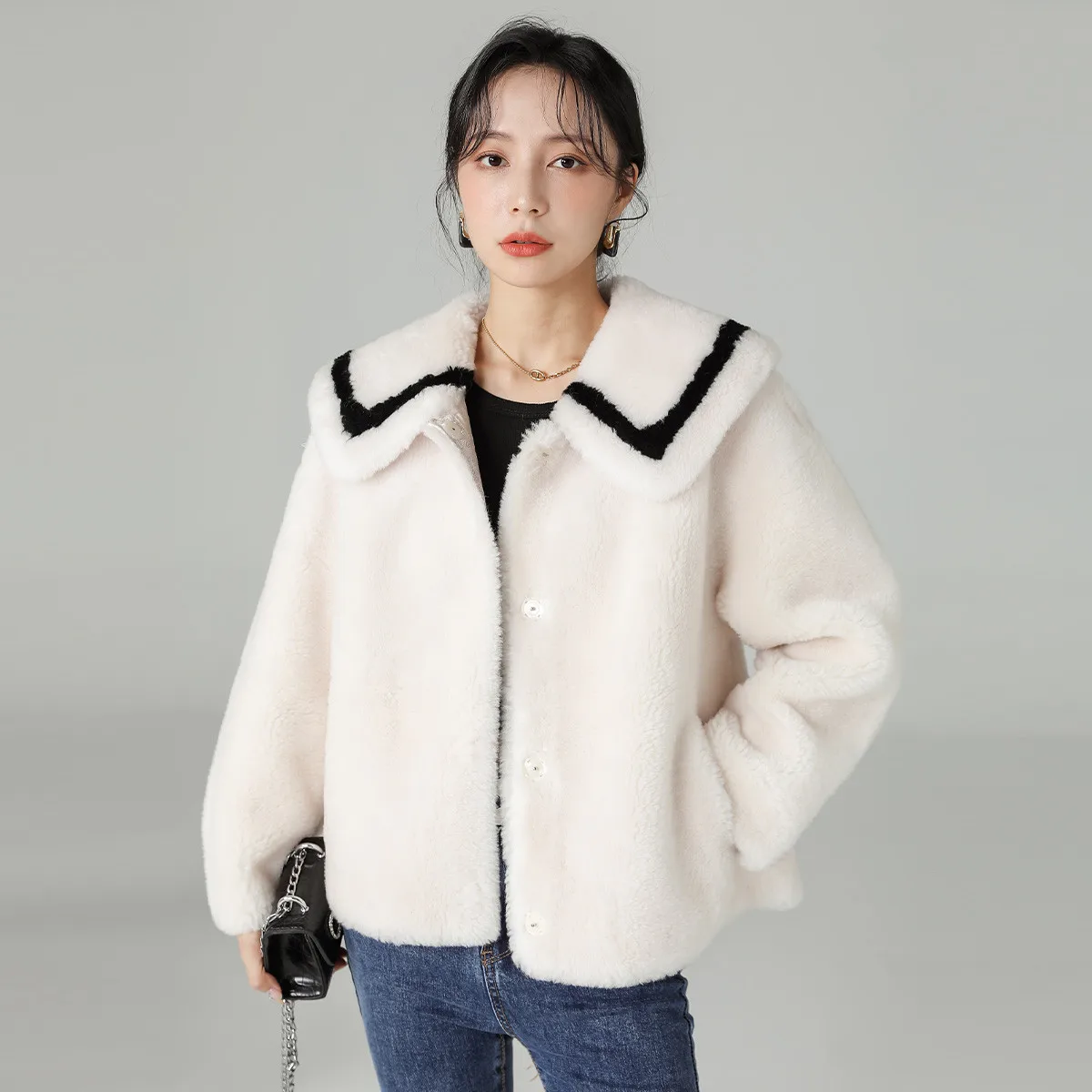 New Hot Sale 100% Short Wool Fur Jacket Winter Women Wool Coat