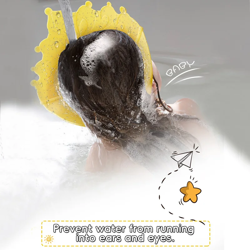 Soft Baby Hair Washing Hat Adjustable Kids Bath Visor Head Protector Shampoo Cap