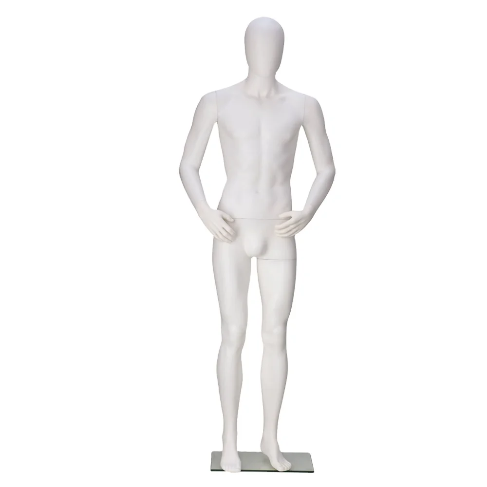 White Full Body Standing Mannequin Plastic Life Size Male Mannequin With Egg Head