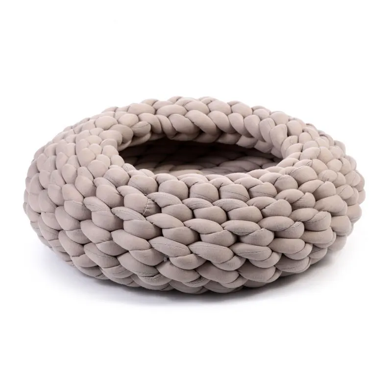 Hand Woven  Nest Four Seasons Universal Removable Core Filling Cotton Coarse Wool Pet Cat Bed