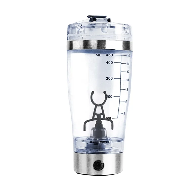 USB rechargeable gym electric shaker bottle 450ml 16oz automatic mixer for powder milk