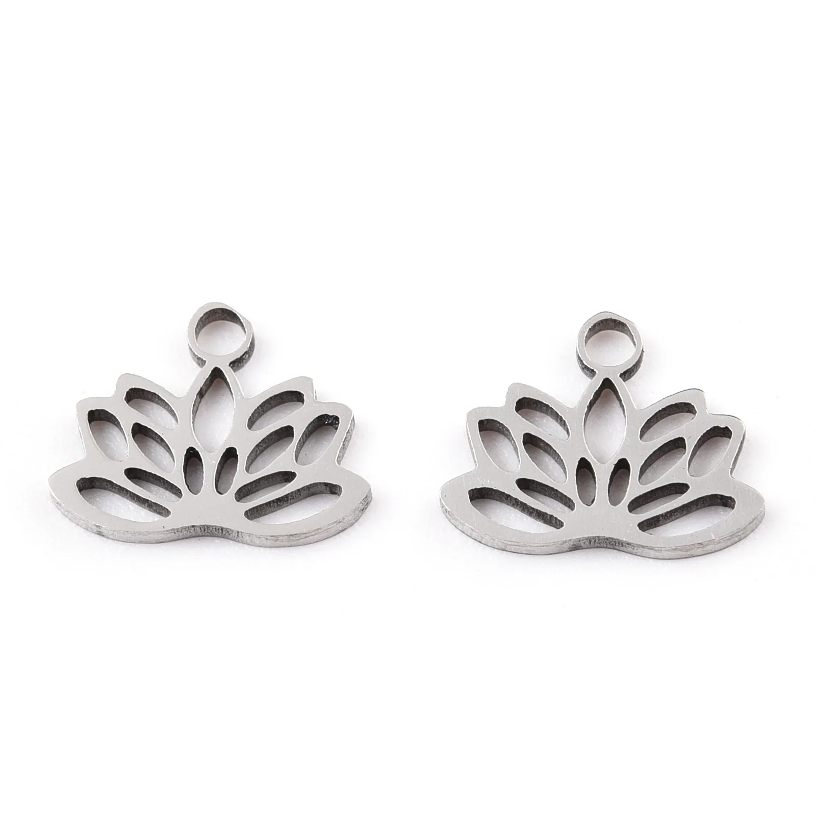 Pandahall 20 Pcs 304 Stainless Steel Charms Lotus Charms