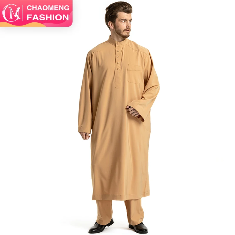 3001# Wholesale 2 pcs Arabic Kaftan Islamic Clothing Muslim Adult Men Abaya Dubai Jubba Thobe