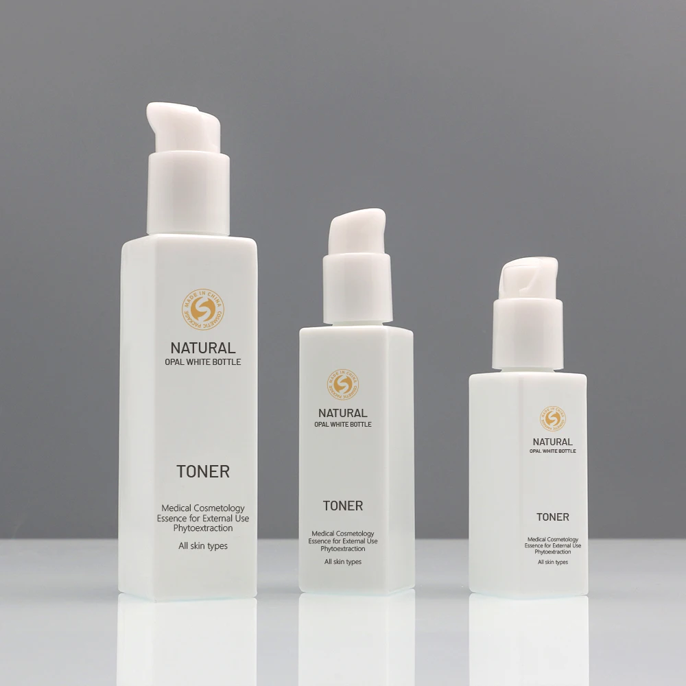 Opal Glass Bottles 120 Ml Empty Cosmetic Serum Pump Bottles 30 Ml Opaque White 100 Ml 120 Ml Glass Bottles And 50 Ml Cream Jars