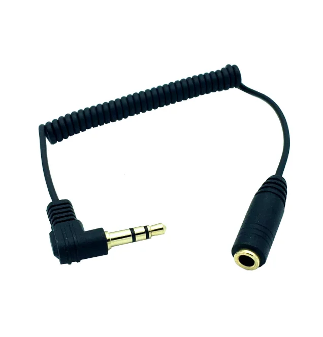 TRRS 3.5mm Male to TRRS 3.5mm Female Professional Stereo Audio Cable Stretchable Flexible TPU Coiled Spiral Cord
