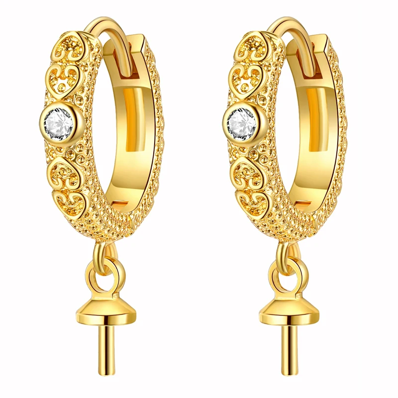 Jewelry semi-finished product inlaid with white Green zircon Earring buckle accessories gold and silver Earrings accessories