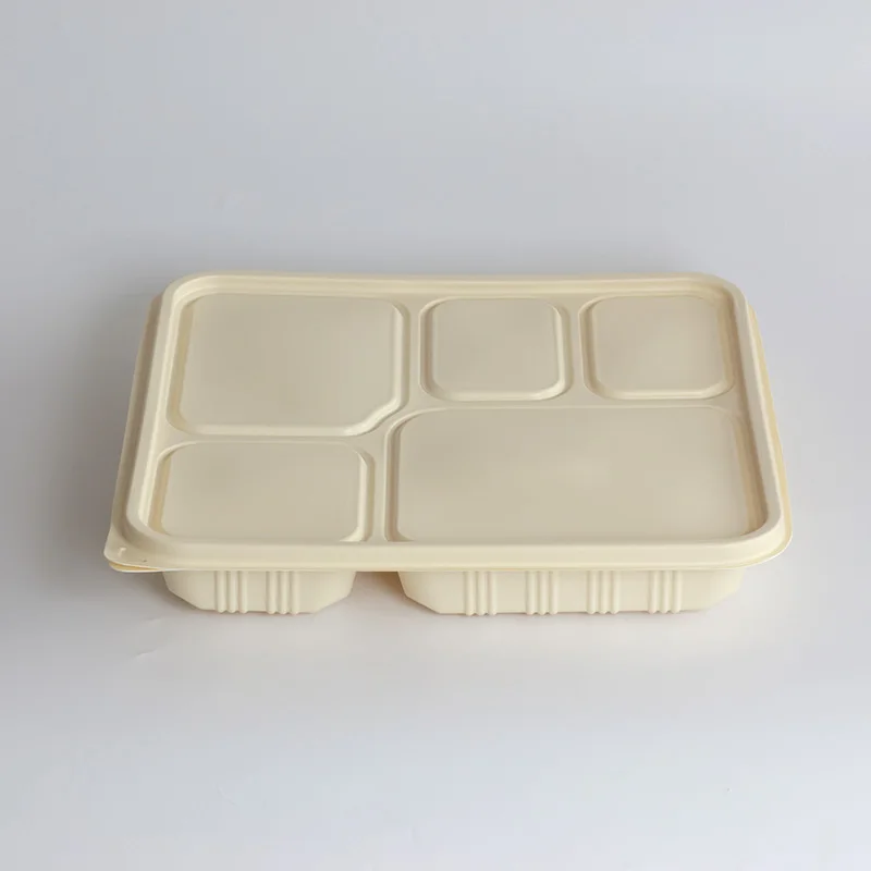 Corn Starch Biodegradable Plain Bento Plastic Free Lunch Boxes 750Ml For Corn Potato Mash Chicken Nugget Ketchup Sushi