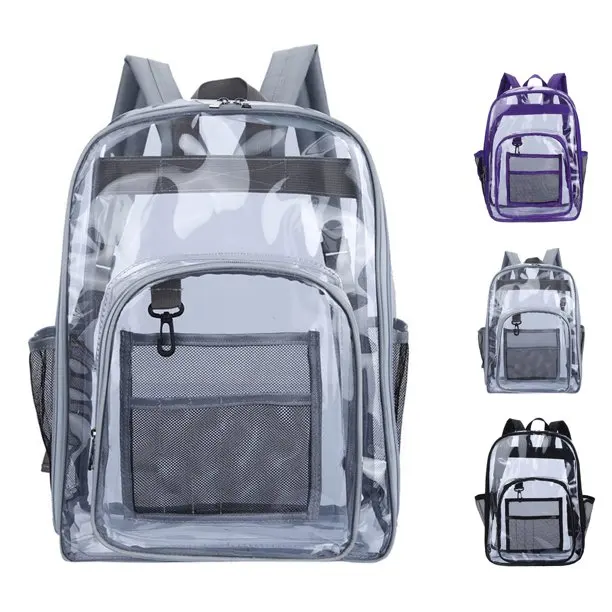 Large Black Clear Backpack Heavy Duty PVC Transparent Clear Bag Backpack for Stadium School