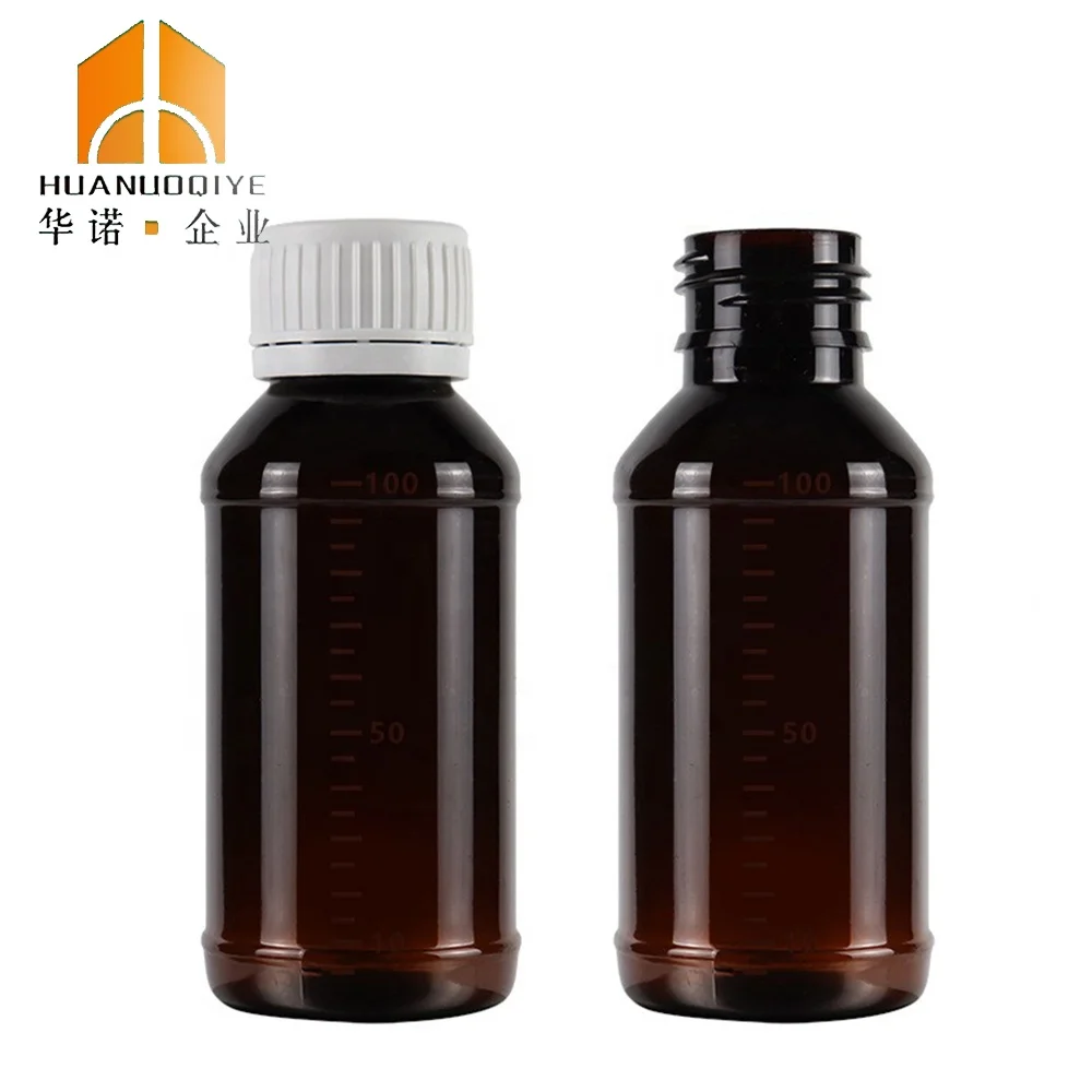 100ml Amber PET Cough Syrup Plastic Lean Reagent Bottle Cough Syrup Container Promethezine for Lab