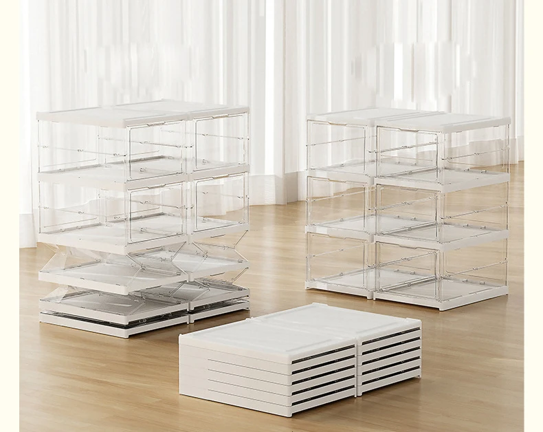 Xjh Handmade Doll Shoe Acrylic Organizer Box Plastic Shoe Storage Box Foldable Sneaker Display Case