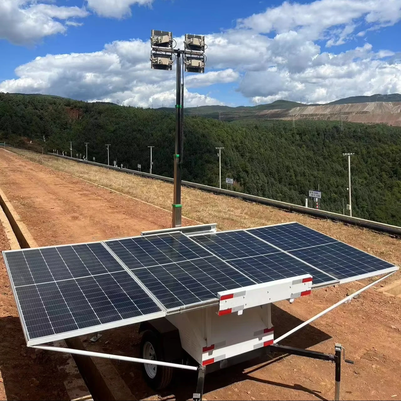 Outdoor Mobile Solar Trailer with 8KW Inverter Powered by Lithium Battery & Solar Panel Features Monitoring Systems