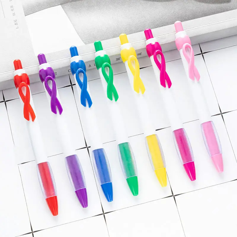 Plastic Pink Ribbon Grip Breast Cancer Awareness Gift Fashion 1.0m Promotional Ballpoint Pen