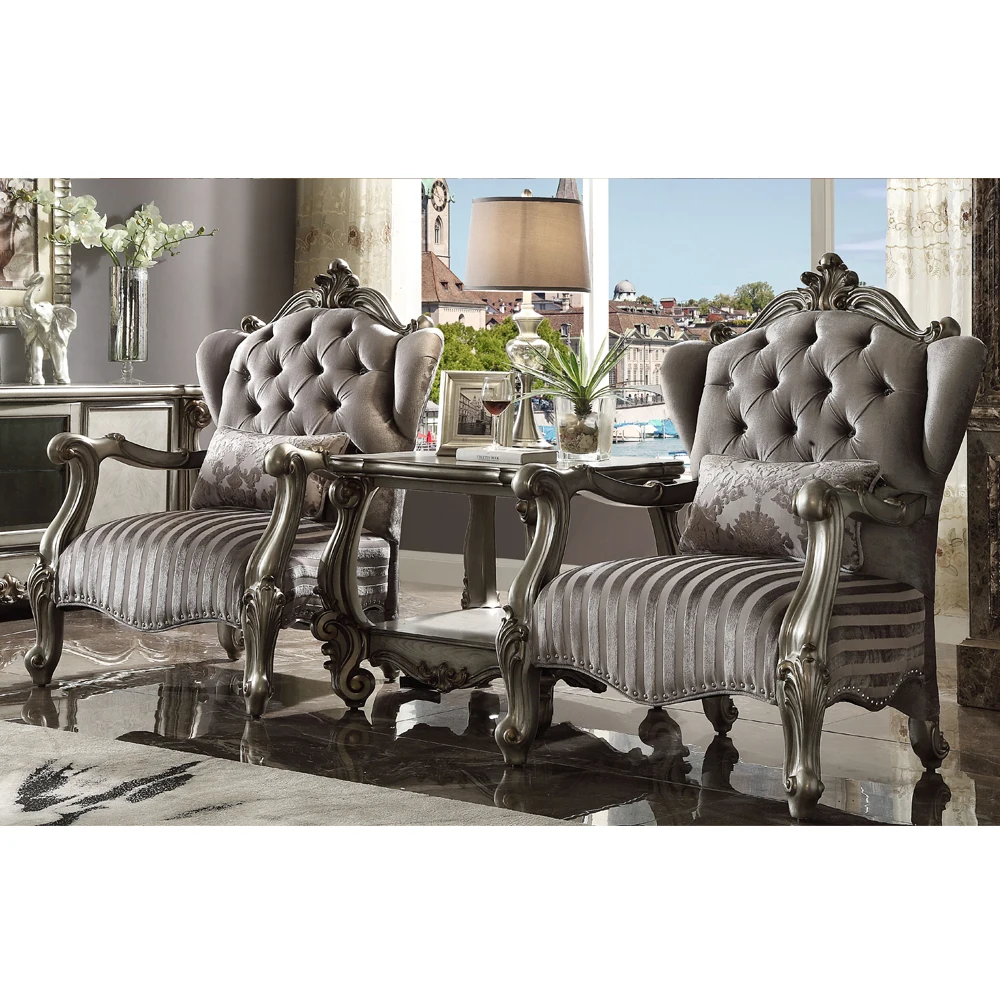 British Baroque Semicircle Sofa Soft fabric Antique Wooden Living Room Furniture Set