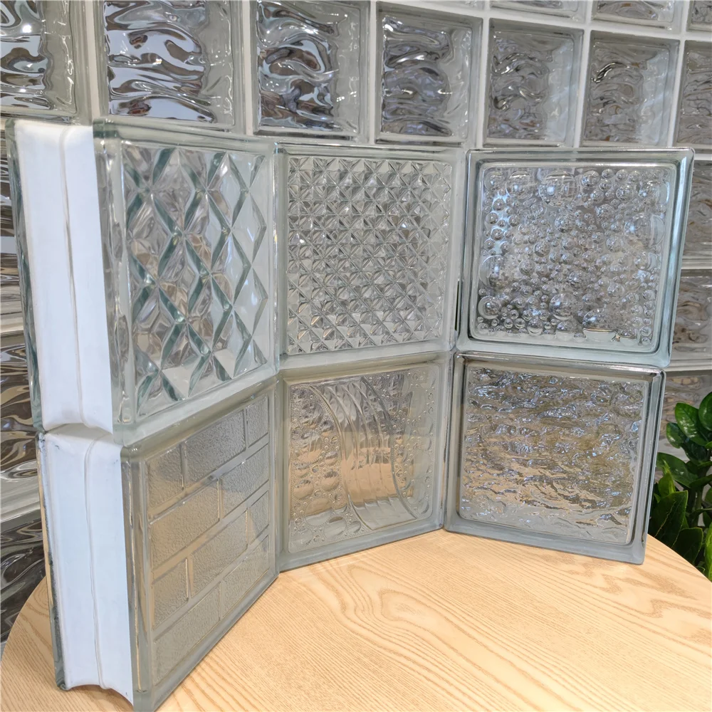 12inchx12inchx4inch wave design large glass block update glass brick for building wall tiles