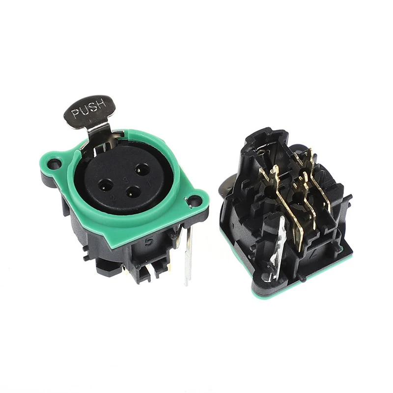 DY-02-P 4 Pins Panel Xlr Female Microphone Connector Vertical Gold Plated Pcb Mount Panel Female Xlr Connector