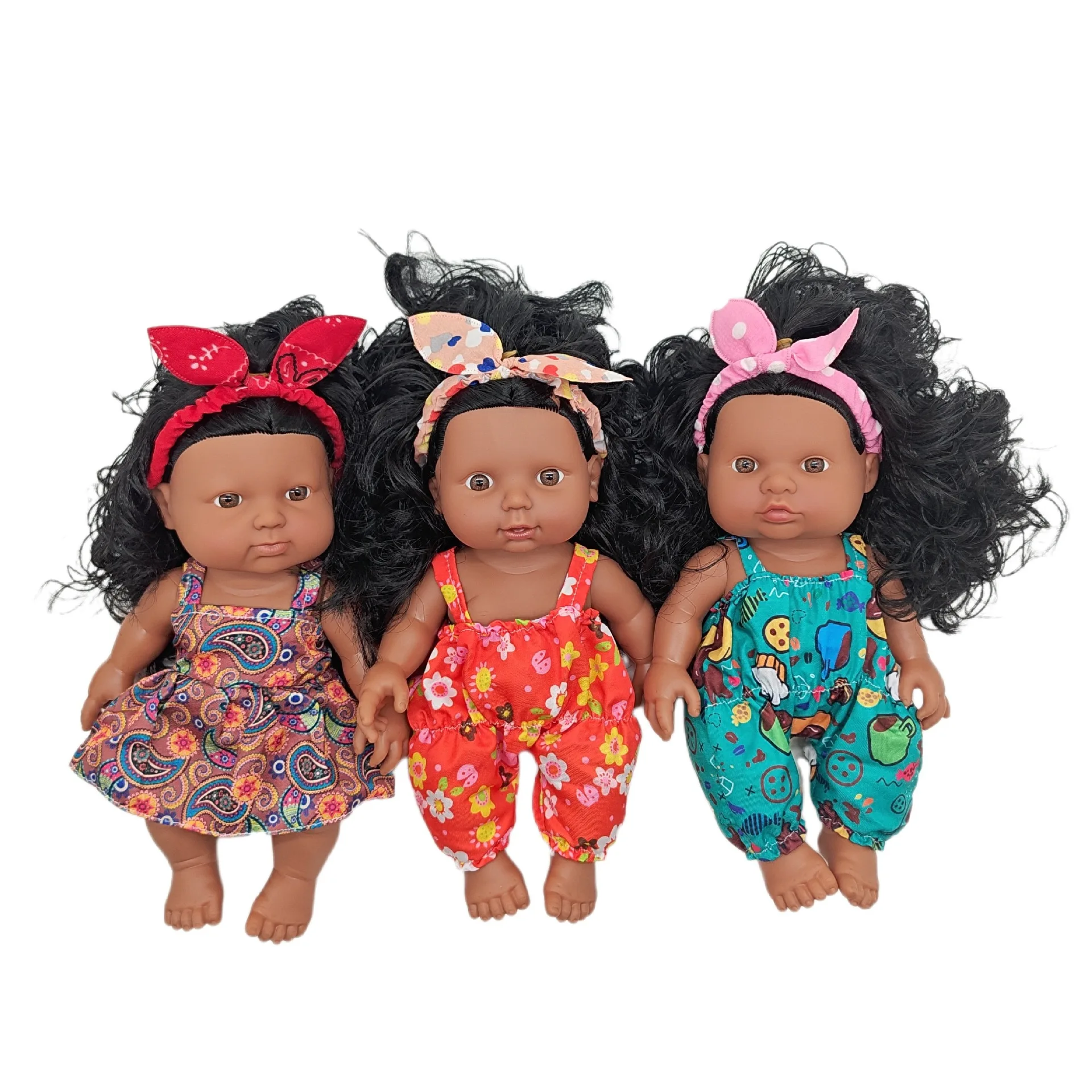 Wholesale Customized Factory Direct Black Baby Doll African 33cm Pretty Baby Girl Full Body Black Dolls With Afro Hair