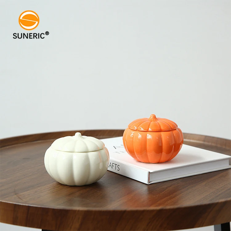 Wholesale halloween pumpkin jars ceramic empty candle containers for candles