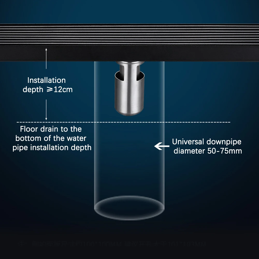 Tile Insert Floor Shower Drain SUS 304 Stainless Steel Long Linear Shower Grate Floor Drain For Bathroom