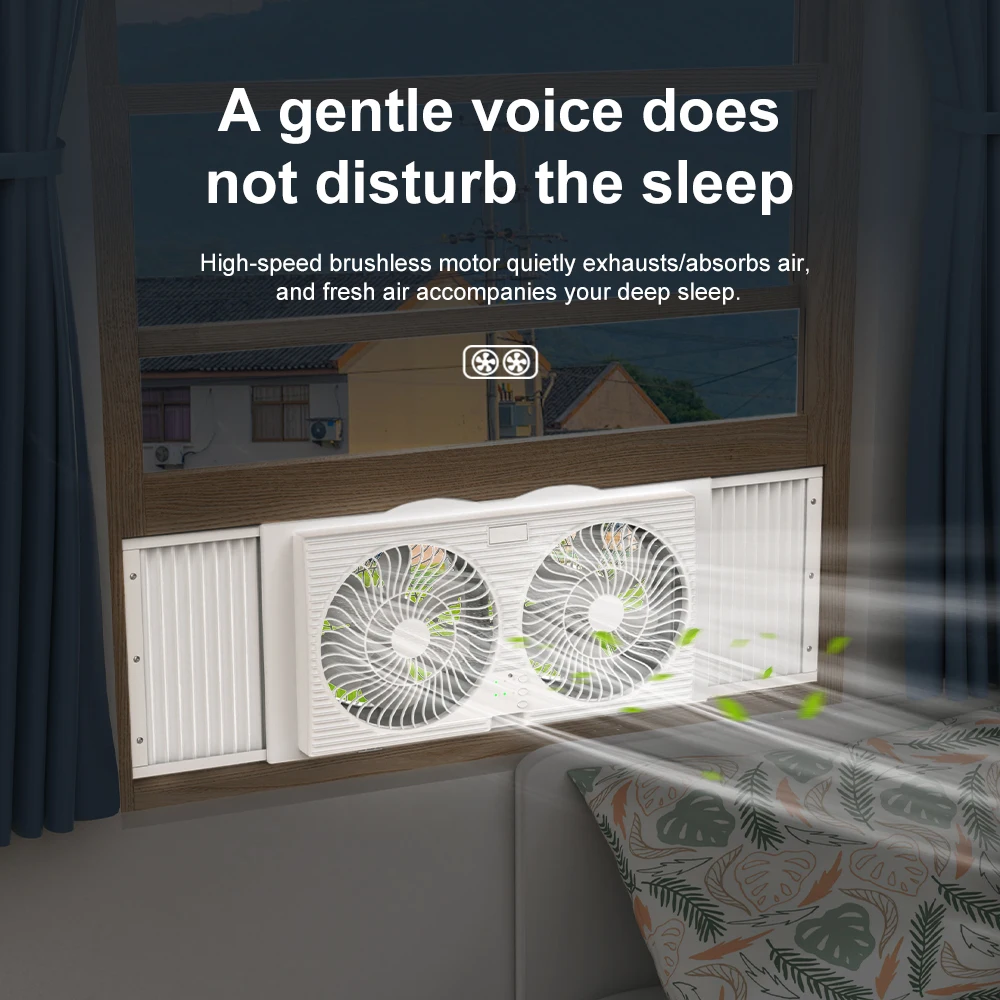 Remote Control House Modern High Quality Quiet Ventilation Rechargeable 9 Inch Twin Wall Window Air Exhaust Electric Fan
