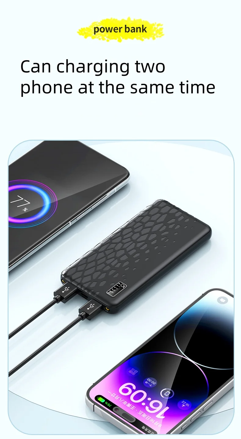 Low Cost Phone Charger For Promotional Gifts Slim Business Dual USB Power Bank 10000mah And 20000mAH With Type C Port