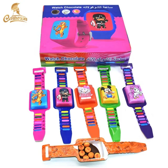 Child Cartoon Watch Toy Filling Dairy Milk Compound Chocolate Candy With Biscuit Ball
