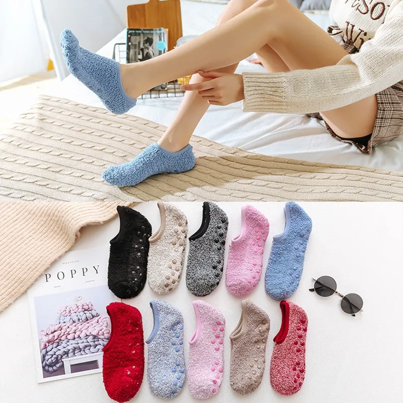 Anti Slip No Show Thermal Winter Warm Fuzzy Slipper AntiSlip Fleece Lined Sherpa Floor Socks