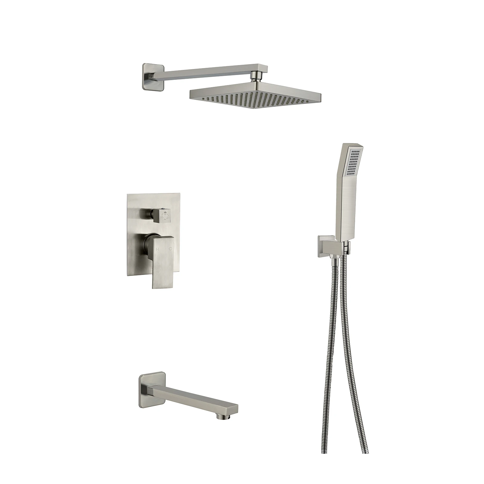 Rain Shower System 8 Inches Shower Set Chrome Wall Mount Faucet Bathroom Faucets with Rainfall Shower Head Hand