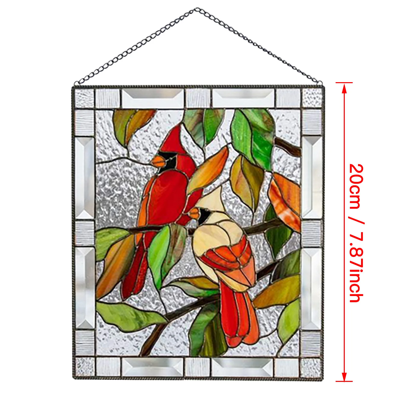 Custom Bird Stained Glass Window Hangings Cardinal Bird Stained Glass Suncatcher with Chain for Wall or Window