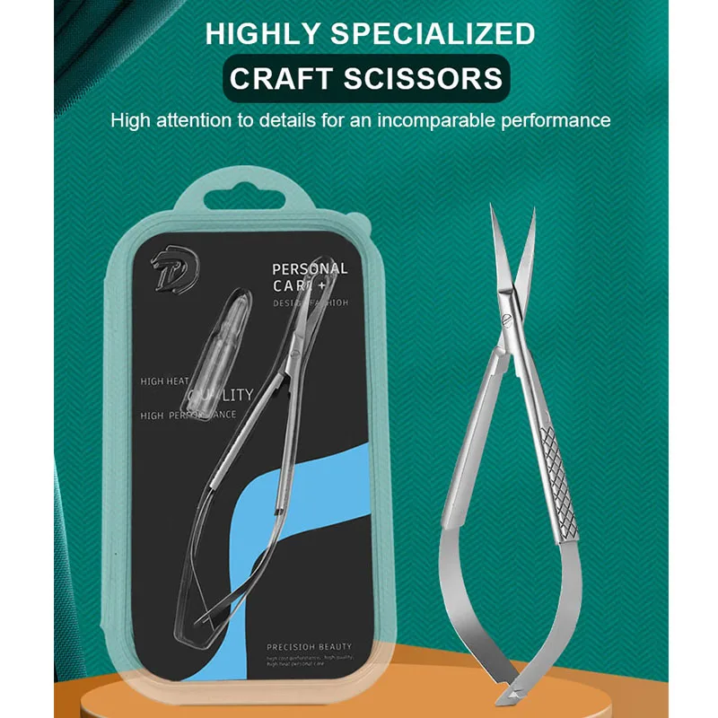 New Manicure Spring Action Embroidery Scissor Extra Sharp Russian Curve Cuticle Micro Scissors For Eyebrow Trimming