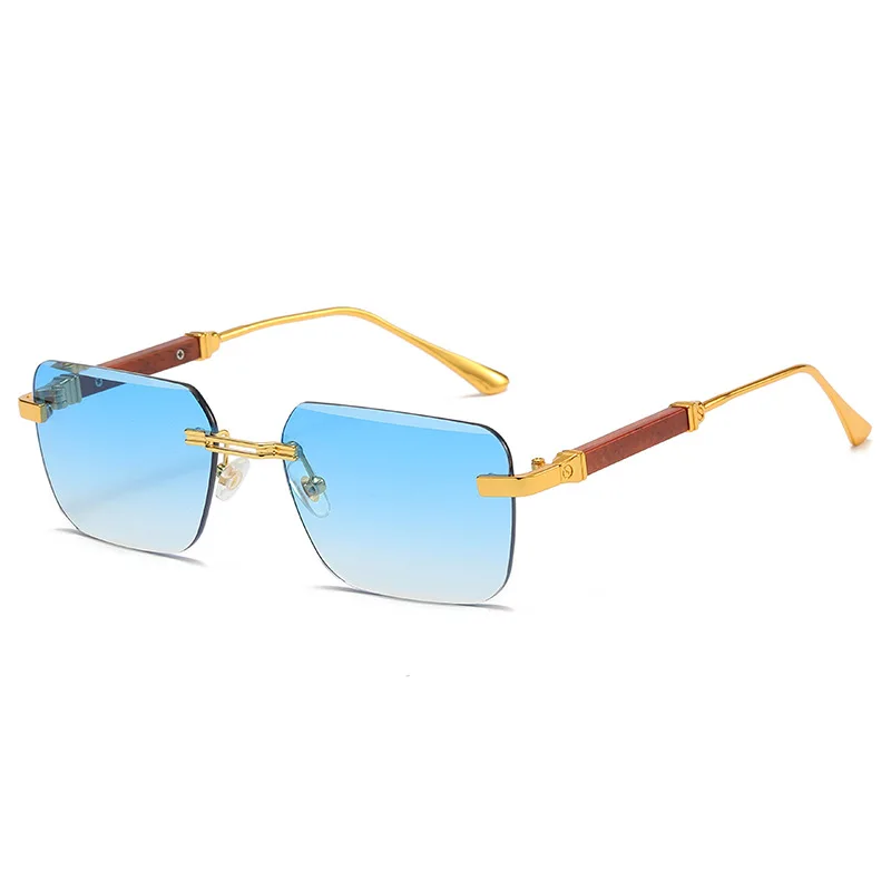 Fashion classic luxury metal frames high quality retro rimless sunglasses men women 2023 ins square eyeglasses custom