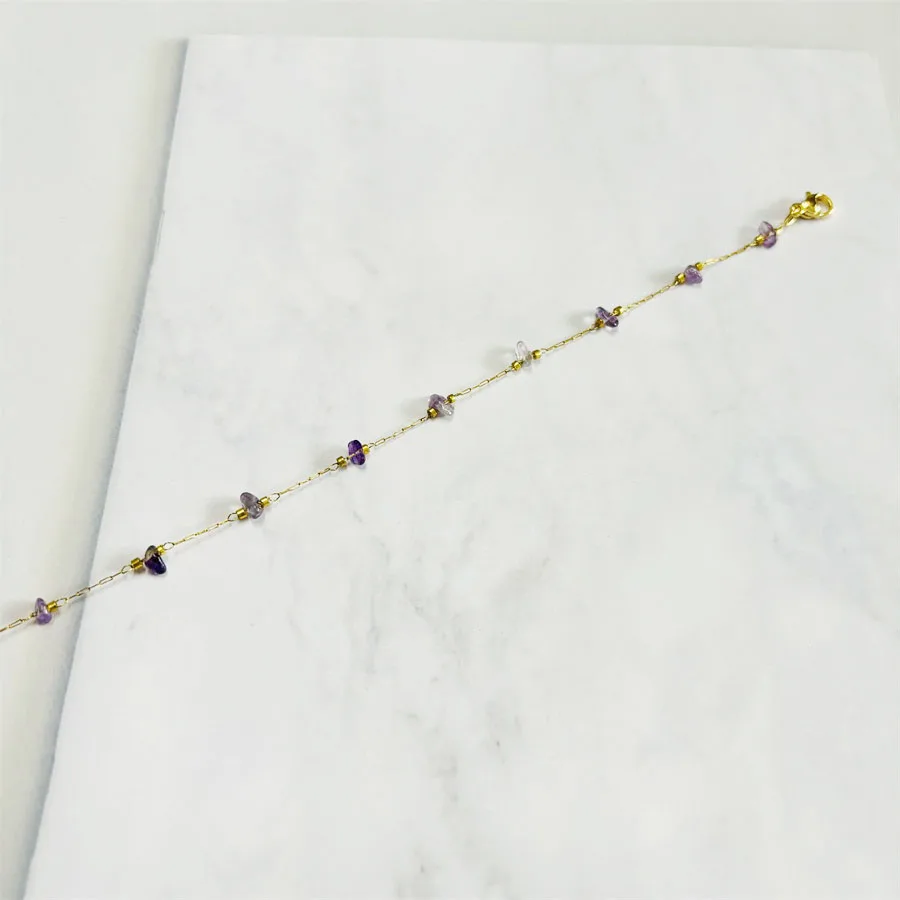 New design women stainless steel waterproof natural stone classic no fade no rust good quality 18k gold plated bracelet