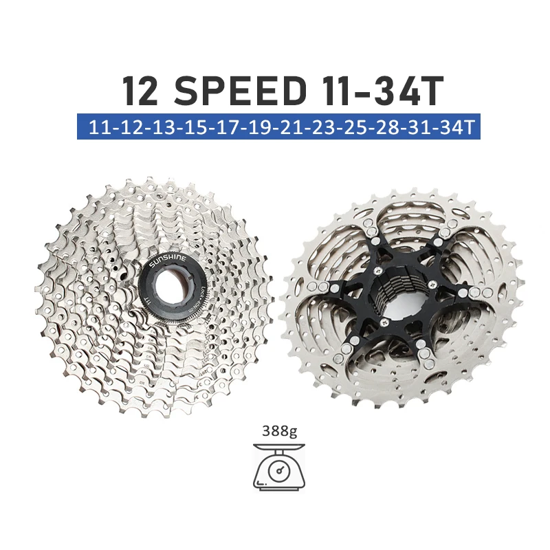 2021 hot sale genuine sun 12 speed 11-34T carbon steel road bike cassette flywheel for shimano