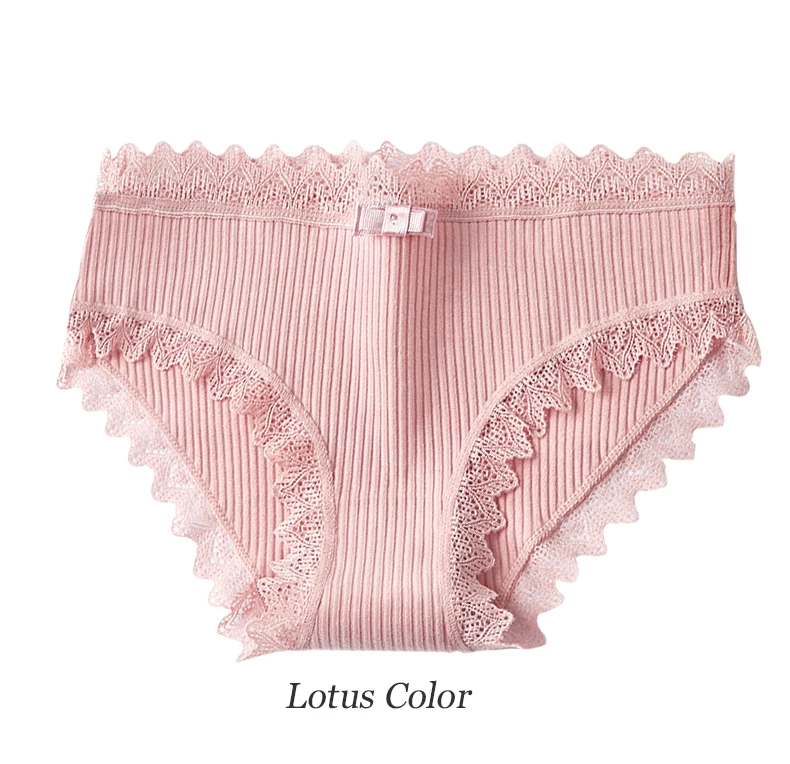 New Women cotton Striped  lace Panties Skin-friendly Underwear Sexy Mid-Rise Panties for women