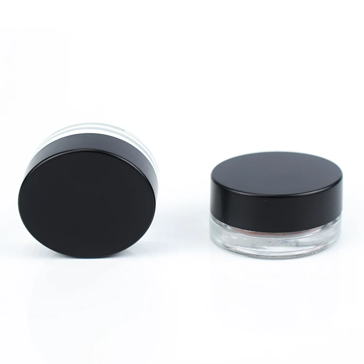 Oval type shaped low profile concentrate glass jars clear container oil smell proof black plastic child proof cap lid logo print