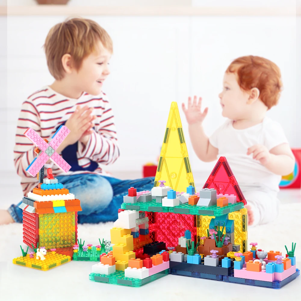 Kebo New 516PCS Educational building block children toys for kids magnetic playmager blocks plastic flower building block