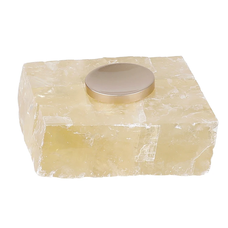 Wholesale Light White and Yellow Gold Metal Calcite Crystals Sphere Display Holders Stand Crystal Holder Stands