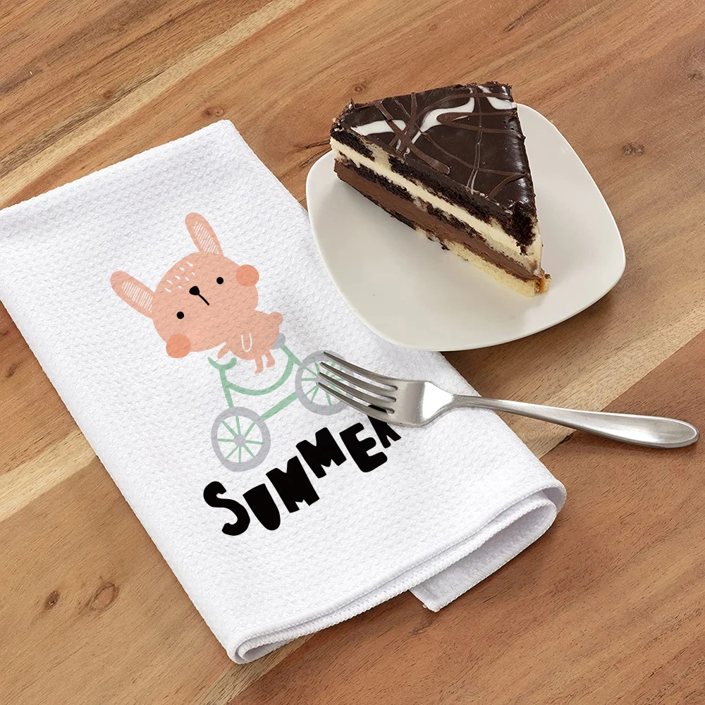 Microfiber Personalised Print Polyester Waffle Weave Washable Terry Cloth Kitchen Napkins Drying Tea Towels Set with Logo