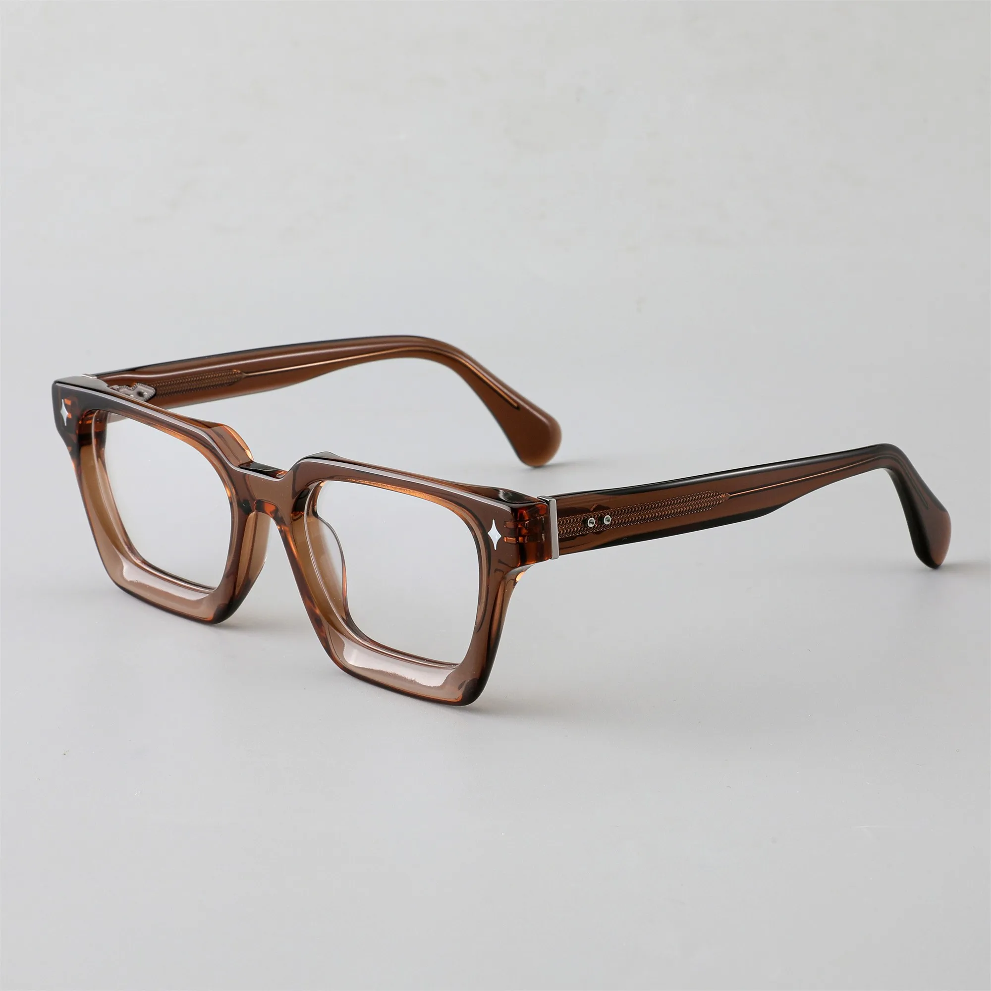 F3302 Vintage Square Glasses Frame Men Classic Candy Color Green Glasses Hand Made 8.0mm Acetate Eyeglasses For Male