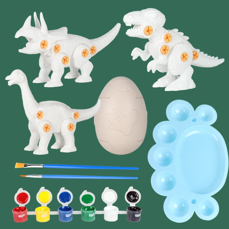 Oenux Wholesale Animal Toy DIY Coloring Jurassic Dinosaur Egg 3D Painting Assemble Model Toy Kids Fun Time