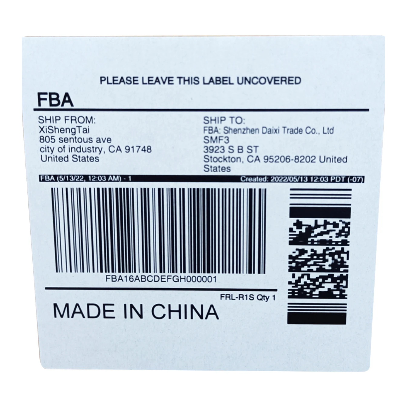 FBA label sku identification logistics sticker tagging barcode tracking QR code FBA outer box packaging label sticker printing