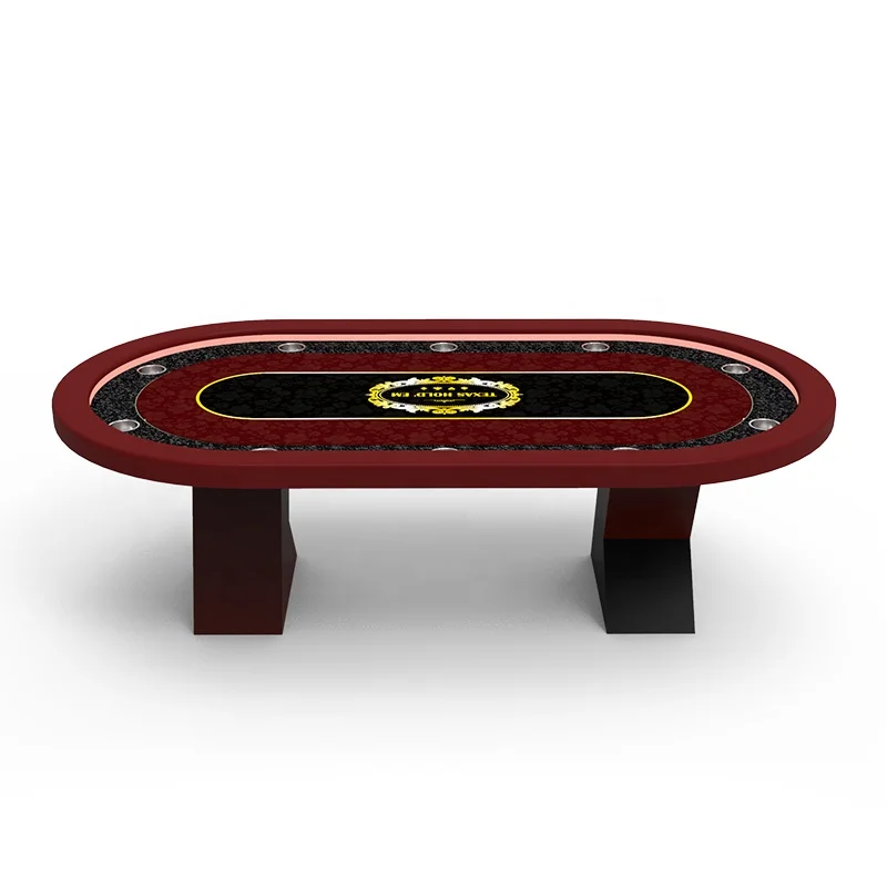 YH 10 Seats Factory Price Casino Led Lighting Table Top Texas Poker Table With Blocks Solid Wood Legs For Sale