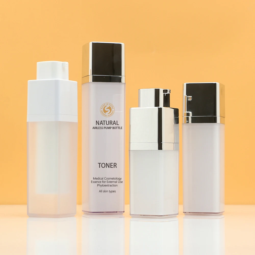 High end acrylic cosmetics lotion oil bottle square round rotary vacuum bottle 15ml30ml50ml