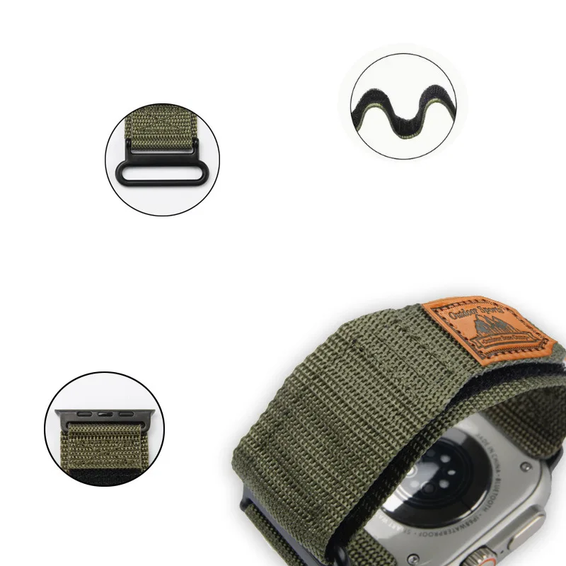 2024 New Hiking Bracelet 49mm Sport Nylon Loop Fabric Braided Wristband for IWatch Ultra Series 8 7 6 SE 5 4 Woven Nylon Band