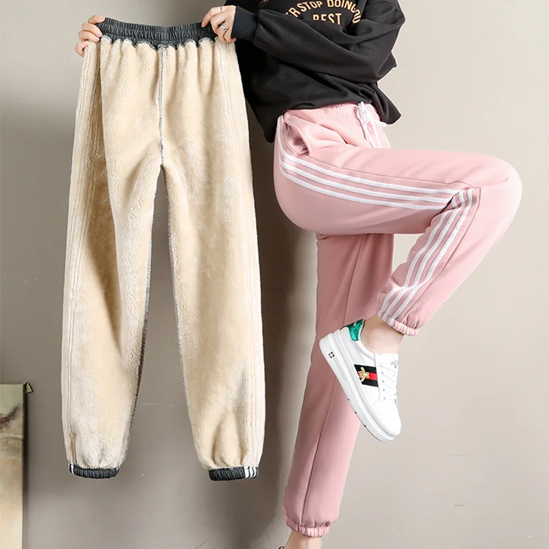 Wholesale women girl winter warm thin fleece sherpa Harem pants sweatpants